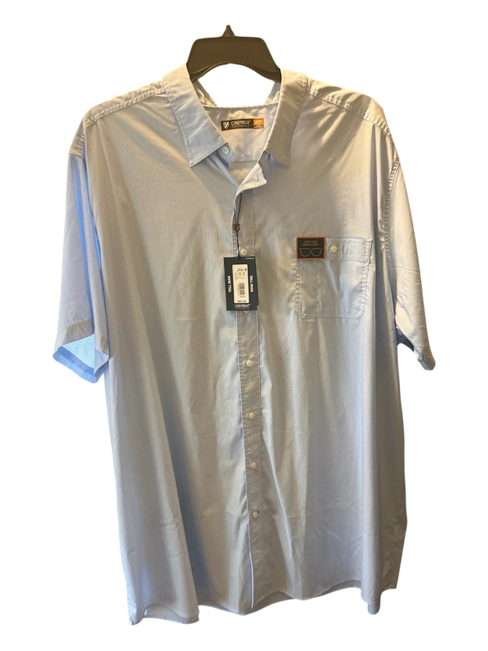 Cremiuex Performance Light Blue Short-Sleeve Button-Up Shirt Sz 4XT